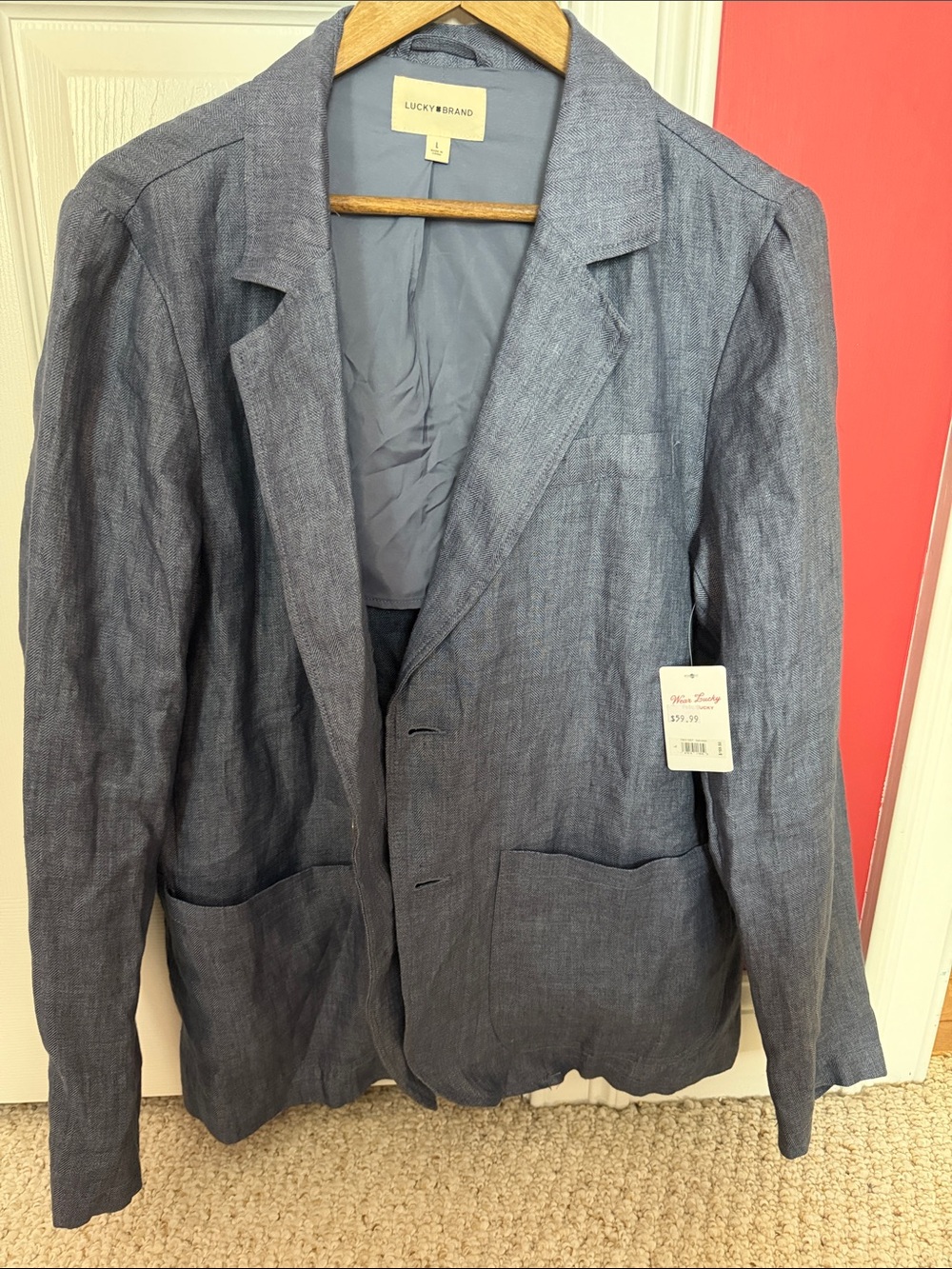 Lucky Brand Slate Blue Chambray Blazer